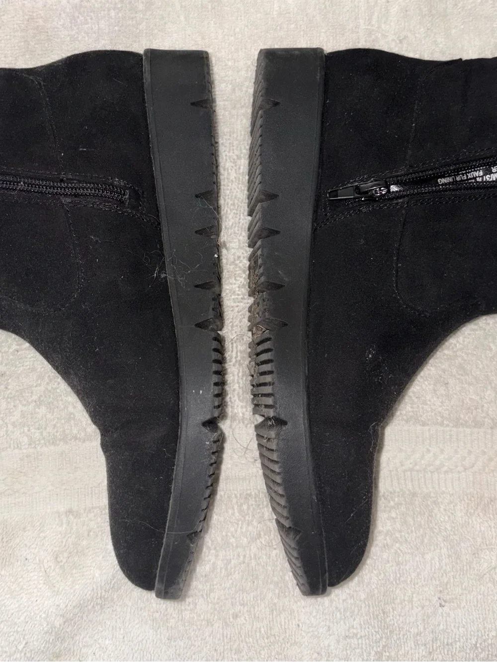 Black Women's Faux-Suede Ankle Boots with Side Zip